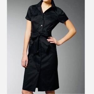 Diane Von Furstenberg Vastago Button Down Cargo Shirt Dress Black Size 2